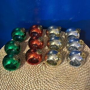 Set of 12 Green, Red, Gold & Silver Christmas Ornament Shaped Napkin Holders